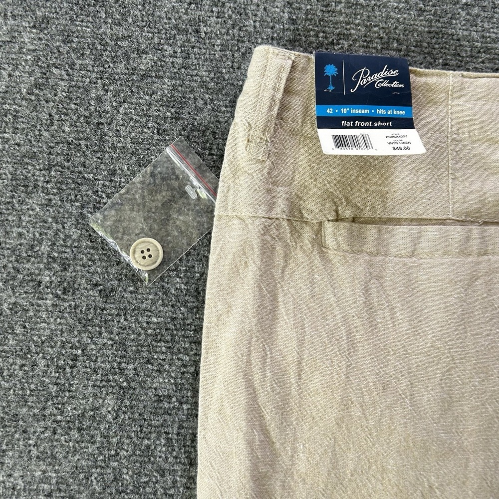 Paradise Collection Shorts Mens 42 Cream Linen Blend Beach Resort Wear 10 Inch - Picture 7 of 8